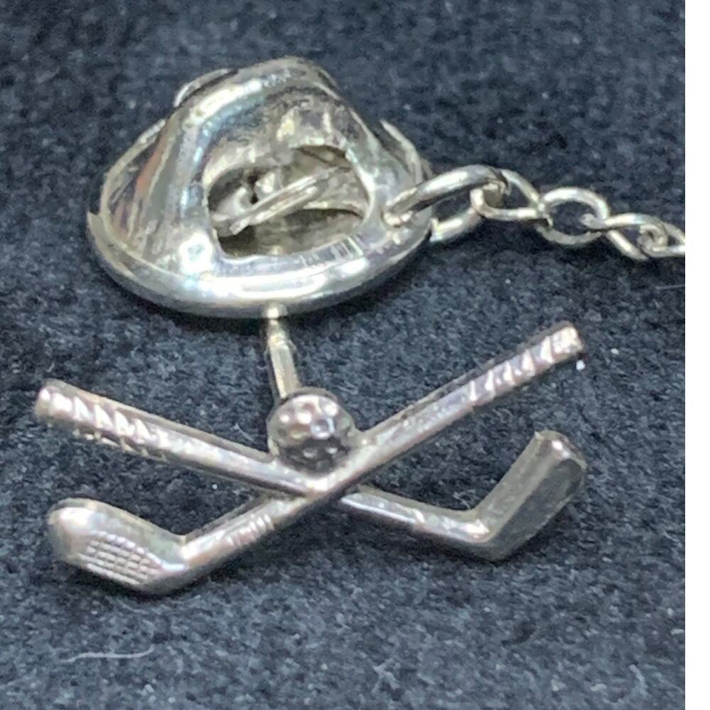 Vintage Sterling Silver Golf Clubs and ball tie tack